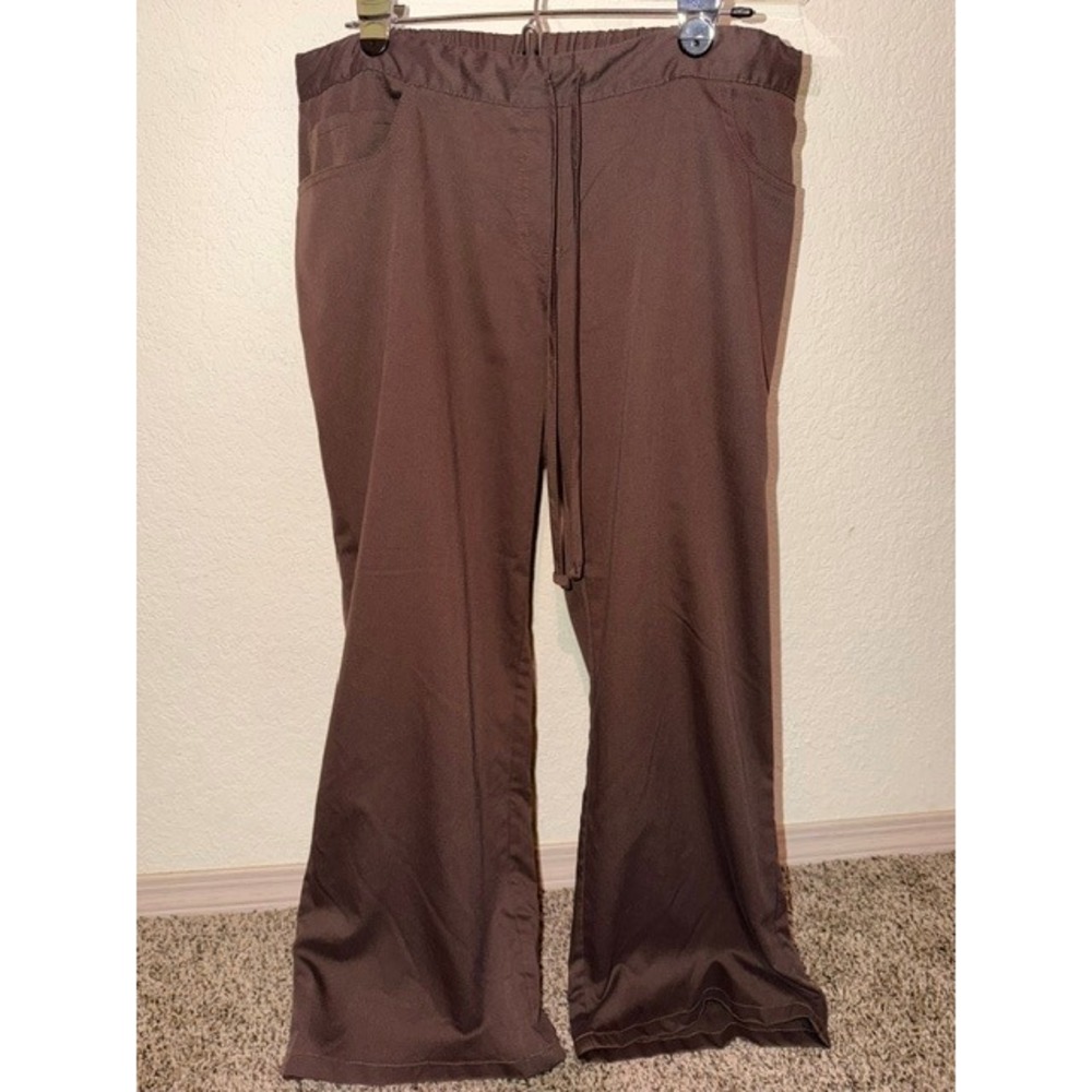 Greys Anatomy by Barco Brown Scrub Pants Womens Large Petite LP Drawstring Waist